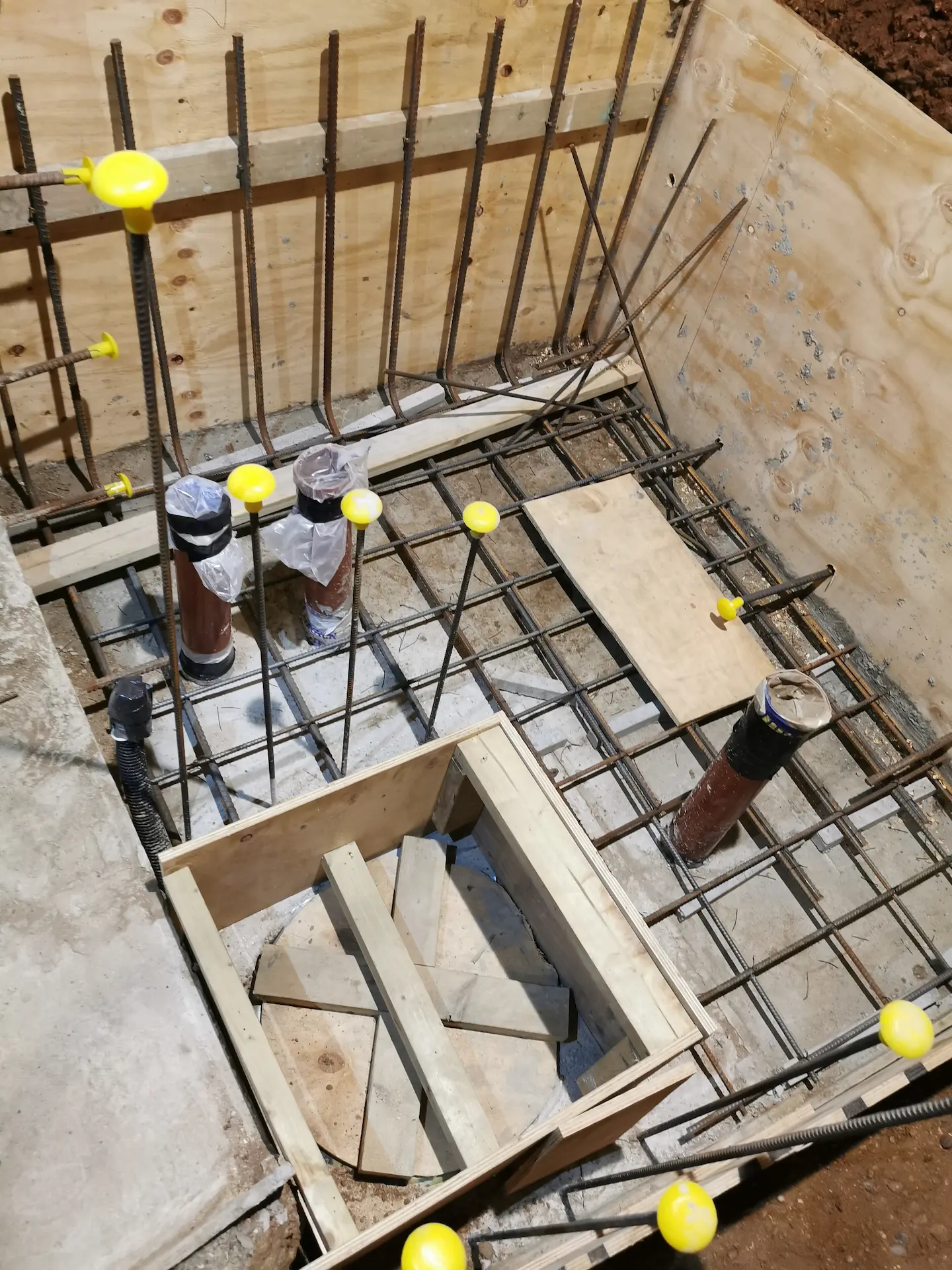 Sump pump and drainage system installed for future bathroom