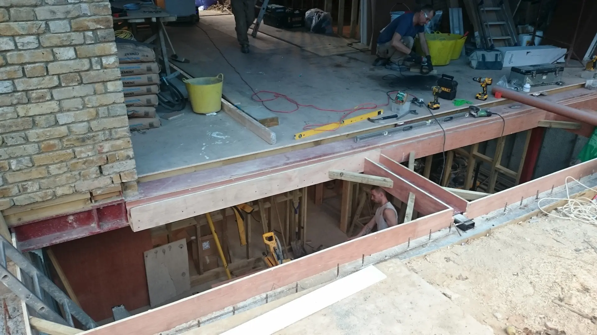 Chiswick house refurbishment showing opening ready for Luxcrete installation