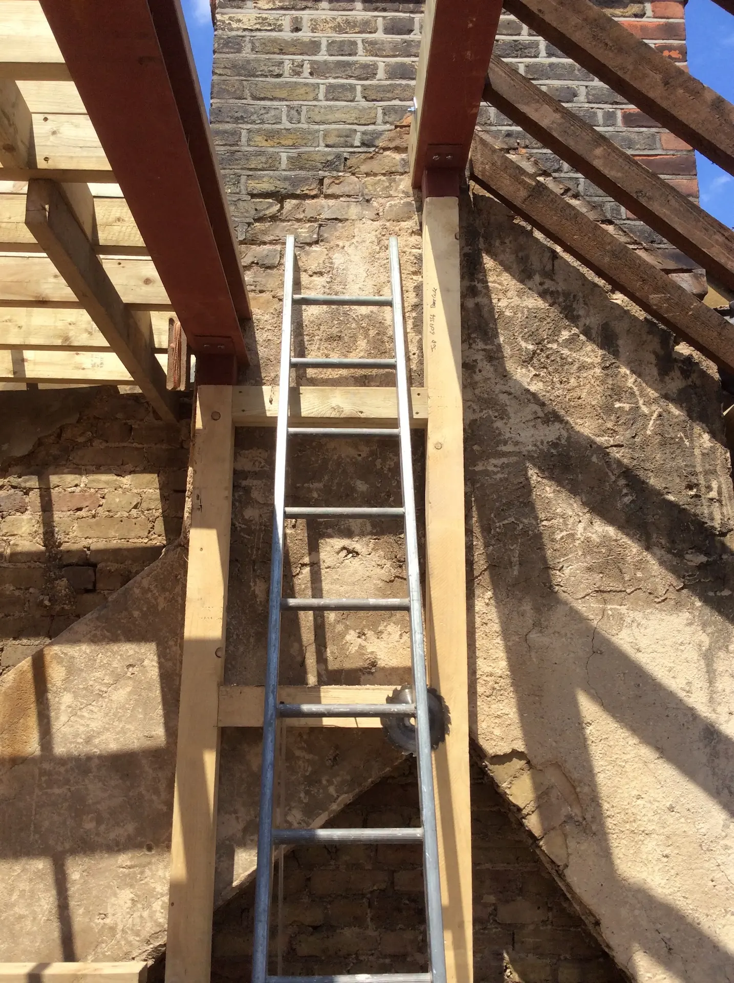 Steel beams installed for a loft conversion project in Chiswick, London.