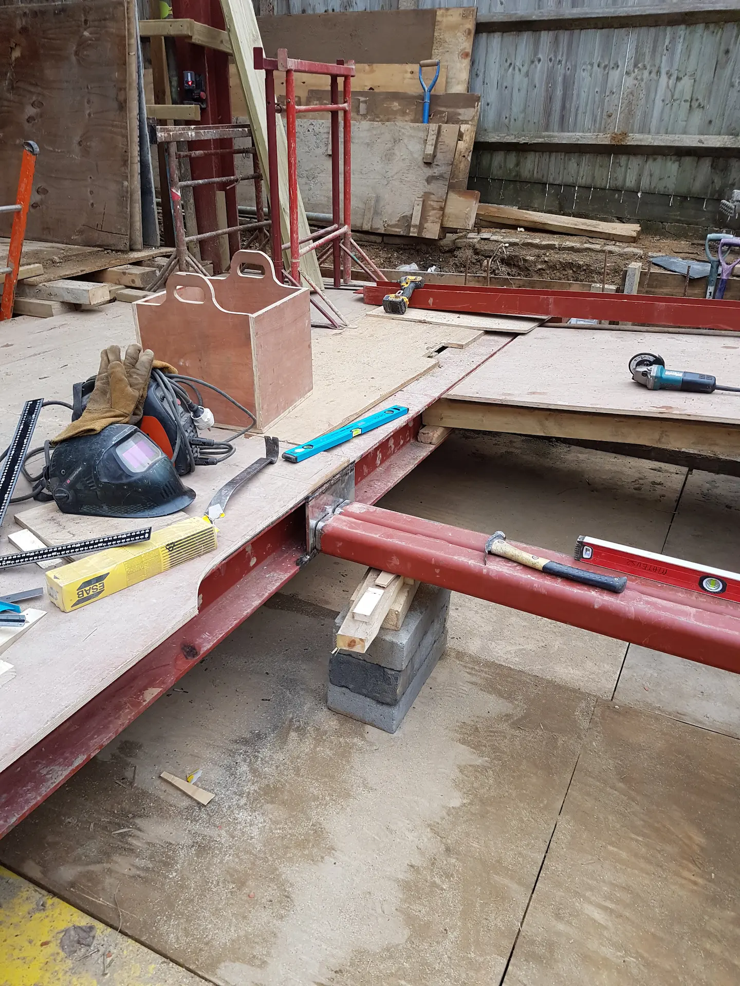 Chiswick refurbishment with steel beam prepared for on-site welding